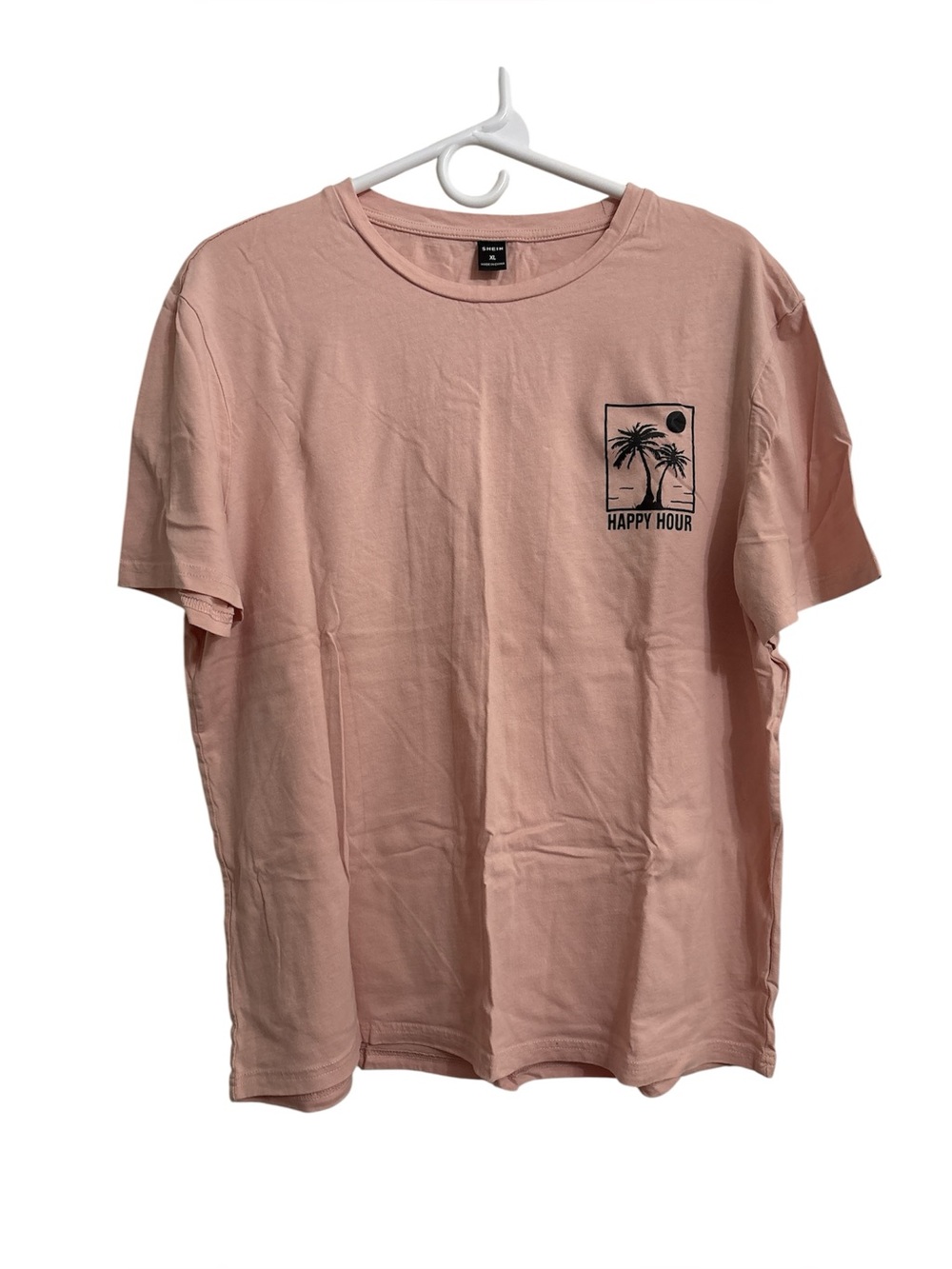 SHEIN Happy Hour Palm Graphic T-Shirt - Dusty Pink